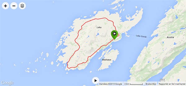 Dagens rute. Klikk på bildet for å se GPS-data med høydekurver m.m. på Garmin Connect.