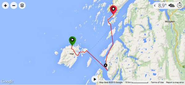 Dagens rute. Klikk på bildet for å se GPS-data med høydekurver m.m. på Garmin Connect.