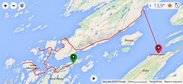 Dagens rute. Klikk på bildet for å se GPS-data med høydekurver m.m. på Garmin Connect.