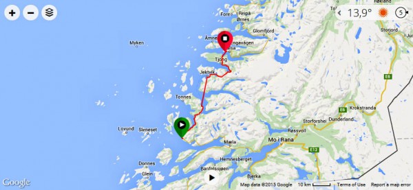 Dagens rute. Klikk på bildet for å se GPS-data med høydekurver m.m. på Garmin Connect.