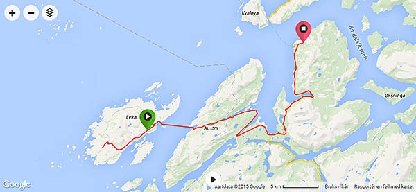 Dagens rute. Klikk på bildet for å se GPS-data med høydekurver m.m. på Garmin Connect.