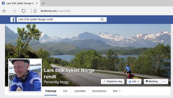 Facebooksiden som Lars Erik har satt opp. Her kan du også følge turen hans rundt i Norge i sommer. Bare klikk på bildet.