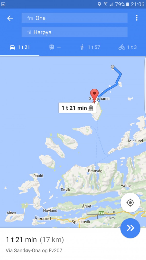 Og så blir det å øyhoppe videre ned til Ålesund og til slutt ta hurtigbåten det siste stykket inn til byen. 