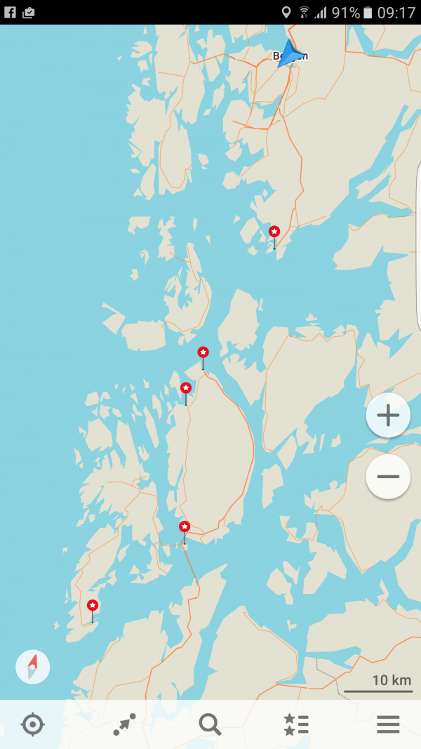 Første del av ruten fra Bergen til Haugesund. 